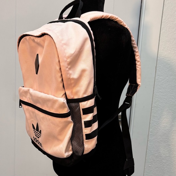 Adidas Originals Trefoil Backpack Pastel Pink/Peach School Bag Travel Streetwear - Picture 3 of 15